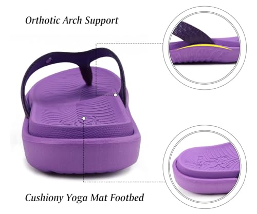 Image of KuaiLu Womens Flip Flops Arch Support Yoga Mat Cushioned Thong Sandals | Ladies Comfortable Walking Slides For Plantar Fasciitis Slip On Indoor Outdoor For Summer