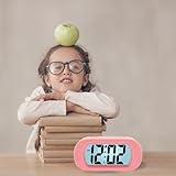 Plumeet Digital Alarm Clock Travel Clock with Snooze and Nightlight - Easy to Set Simple Bedside Alarm Clocks for Kids - Ascending Sound - Battery Powered (Baby Pink) - Image 8