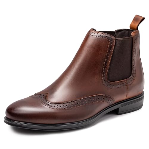 ArcBrothers Mens Chelsea Boots,Dress Boots For Men,Slip-on Formal Dress Boots for Men Casual Ankle Boots Classic Brogue Style