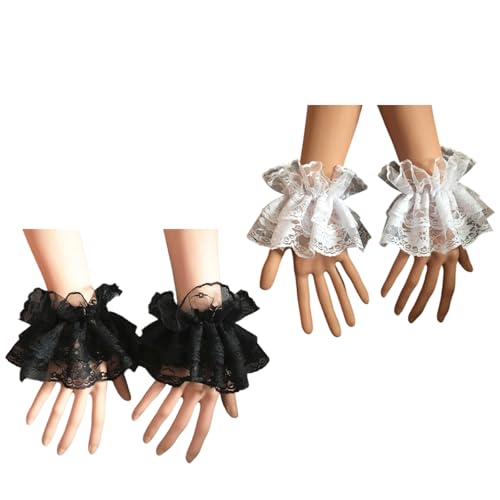 Songelt Mangas de muñeca de encaje transparente transpirable para mujeres, adolescentes, trajes casuales, realzadores de encaje para bodas