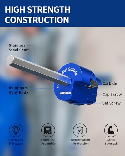 Image of DAYDOOR 3 /4'' PVC Pipe Reamer, 3 /4-Inch PVC Fitting Saver | 4-Sided Carbide Blade Hub Saver, Socket Saver Plumbing Tool for Sch.40 PVC, CPVC, ABS, Fit Standard 1 /2 inch Drills