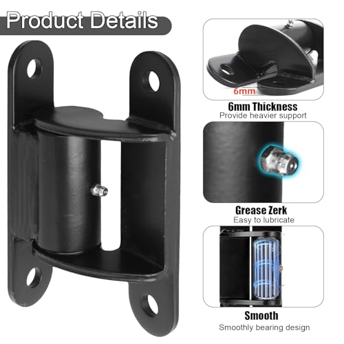Image of Upgraded 7 inch Gate Hinges Heavy Duty with Grease Zerk, Face Mount Bearing Gate Hinge Bolt or Weld on Hinges for Large Heavy Driveway Trailer Gates up to 1000 lbs- 1Pair Black 2062P