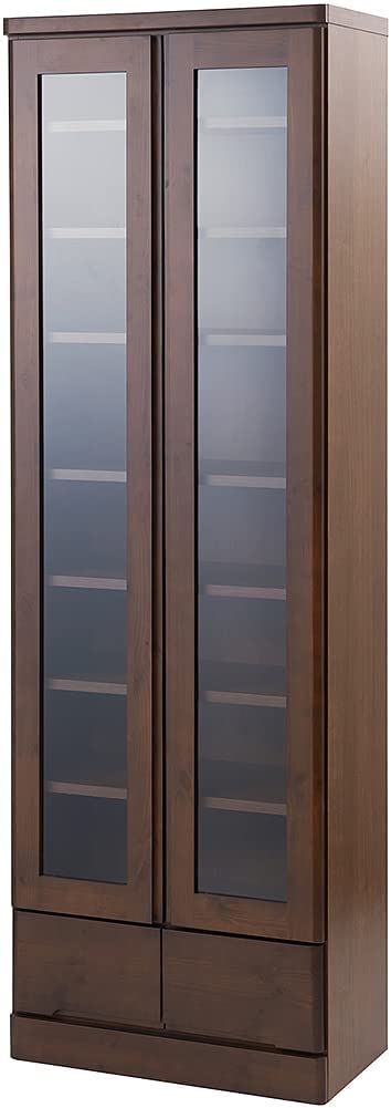 木製食器棚 ブラウン 大きめ ガラス扉付き ブラウン木製食器棚 ガラス扉付き - メルカリ