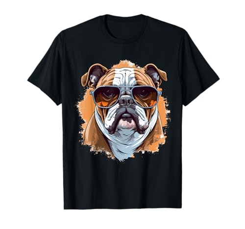 Englische Bulldogge mit Sonnenbrille T-Shirt