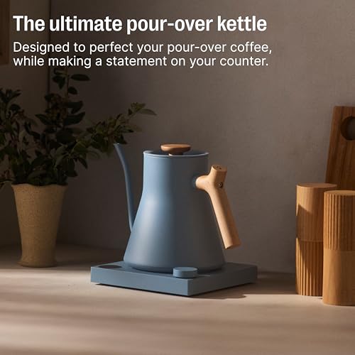 Image of Fellow Stagg EKG Pro Electric Gooseneck Kettle for Pour-Over Coffee & Tea | Stainless Steel, WiFi Smart, Precise Temperature Control, Quick Heating, Built-in Brew Timer, 0.9 Liter, Hazy Blue
