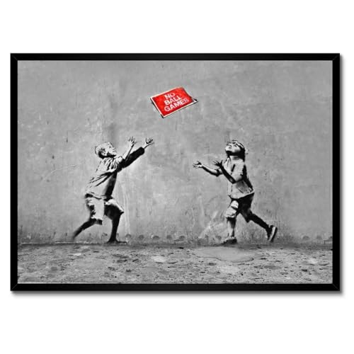 Cadre Banksy No Ball Games 70x50 cm pour un salon moderne et audacieux