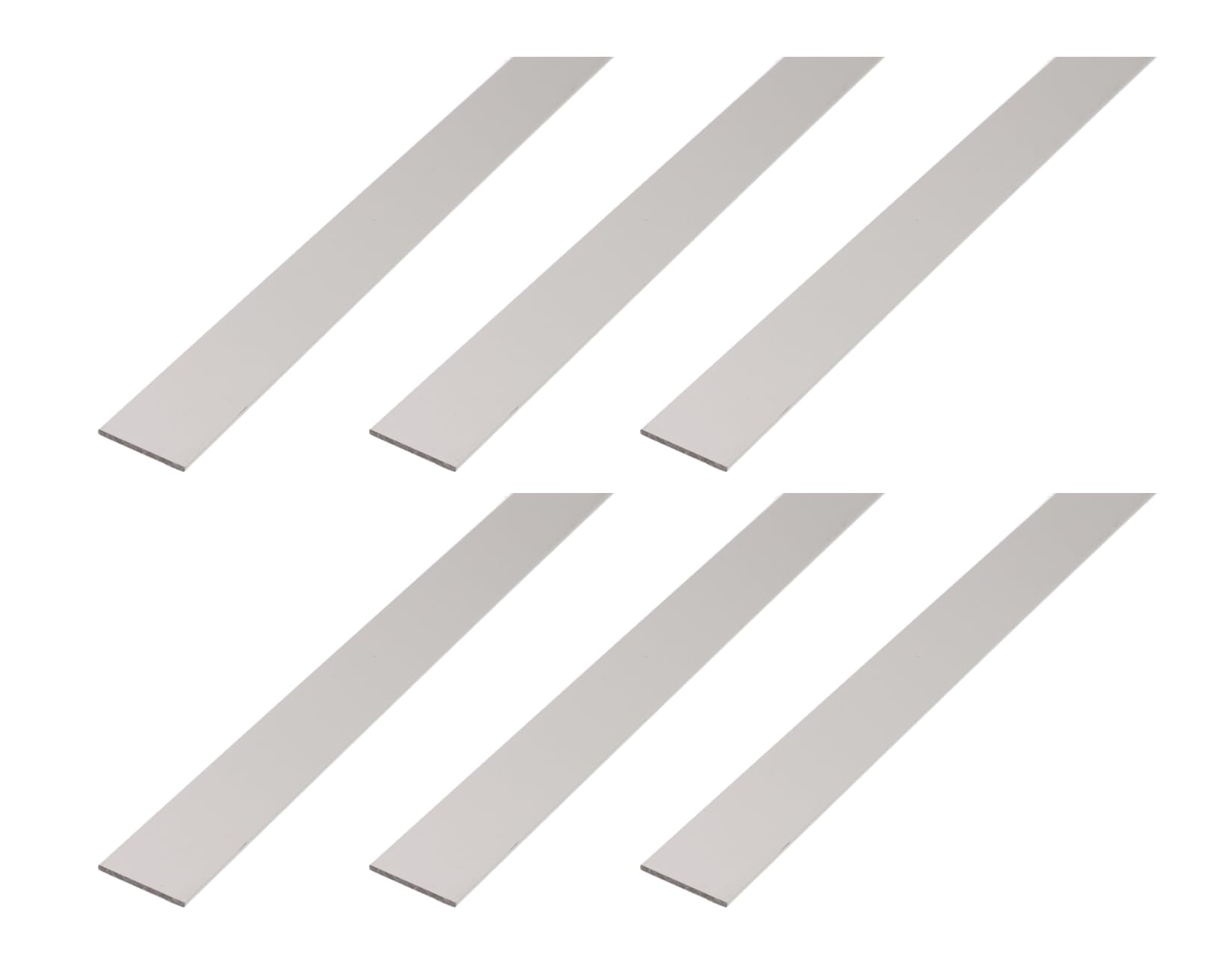 Alberts Set di 6 barre piatte | alluminio anodizzato argento | 2000 x 25 x 2 mm