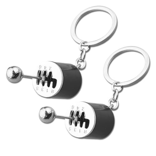 HLMYER - HLMYER 2 Pcs Car Shifter keyring,Black Auto Gear Shifter Key Chains for Men,Six-Speed Gear Stick Knob Gearbox Key Ring,Shift Shaped Cars Keychain,Metal Creative Mens Keyrings Car Gifts for Men,Women