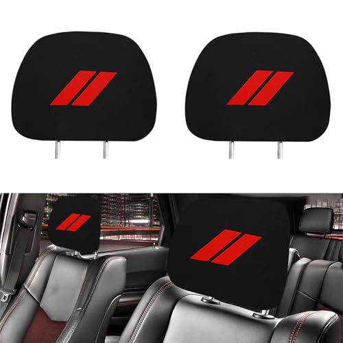 YOSRTER Headrest Covers for Dodge Charger Challenger Durango Accessories Soft Black Fabric Head Rest Cover Universal Fit to All Car/Truck Models 2 Pack（Red Trim）