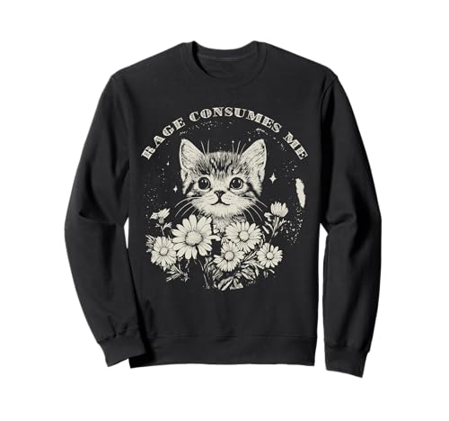 Cute Cat Rage Consume Divertida y sarcástica flor de gatito Sudadera