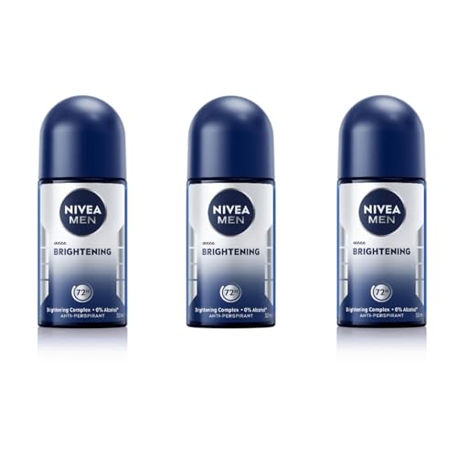 NIVEA Men Brightening Roll-On Deodorant 50ml | 72H Sweat & Odor Protection | Vitamin C & Licorice Extract | Alcohol-Free | Skin Brightening Underarm Care | Long-Lasting Freshness, Pack of 3