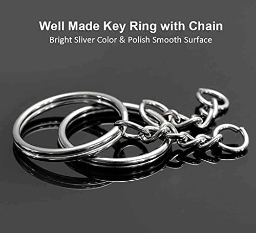 YHYZ Keychain Ring Set (90 Sets), 1 Inch Splits Key Ring Hoops (25mm) with Chain + Jumper Rings, Metal Keyring Chains - Image 2