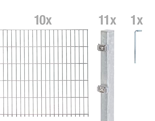 Alberts 652869 Doppelstabmattenzaun als 22 tlg. Zaun-Komplettset | verschiedene Längen und Höhen | feuerverzinkt | Höhe 180 cm | Länge 20 m – Bild 3