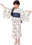 [Bee] ビー 簡単着付け ワンピースにもなる浴衣 3点セット 2WAY セパレート キッズ ガールズ 女の子 夏 saa01400 110cm 白地×丸菊