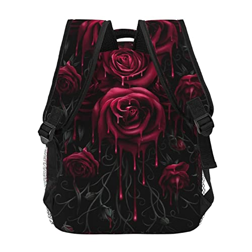 Supdreamc Blood Red Rose Art Daypack Backpack Durable Polyester Multipurpose Anti-Theft Shoulder Bag Big Capacity Gym Outdoor Hiking Backpack With Smooth Zippers3