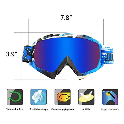 Jiepolly Motocross Goggles, Anti-Scratch Lenses, Bicycle Snowboard Climbing Teens (L04) #TOP1