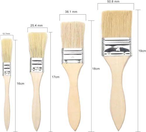 Flachpinsel Set, Pinselset mit 26 Stück, 12/25/38/50 mm Breite, Malerpinsel Set mit Holzgriff, Pinsel Set für Farben Lack Klebstoffe, Flachpinsel Lasurpinsel für DIY, Malerbedarf zum Streichen