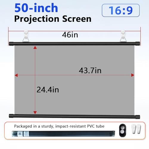 Car Projector Screen - Pantalla portátil de proyector 16:9, enrollable manual para auto, SUV, RV, camping y uso al aire libre miniatura 2