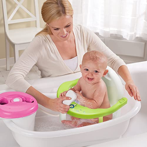 Foldable Baby Bath Seat - Non Slip Bathtub Chair for Baby Sitting Up, Wrap-Around Seat with Suction Cups - 6-18 Months (Green White)