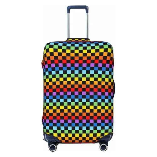 Luggage Cover Protector - Rainbow Chequerboard Print Suitcase Covers for Luggage Fit 22-24 Inch Suitcase