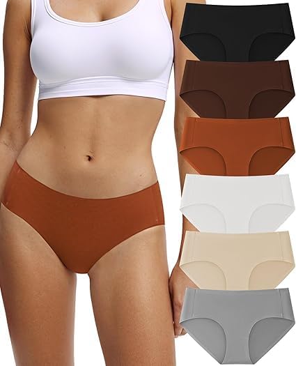 SunFlux® Seamless Cotton Underwear for Women No Show Bikini Panties Full Coverage Soft Comfort Hipsters 6 Pac-picture-31