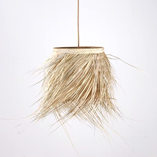 Bohome Living - Suspension Ronde en Paille à Franges, Suspension Luminaire Bohème Chic (30 x 30cm)