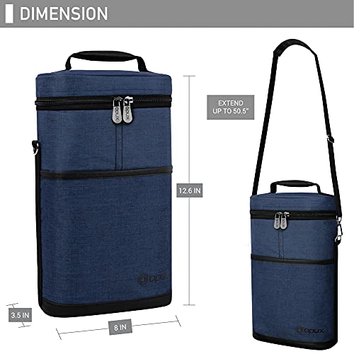 image for OPUX Insulated 2 Bottle Wine Tote Carrier | Padded Wine Cooler Bag for