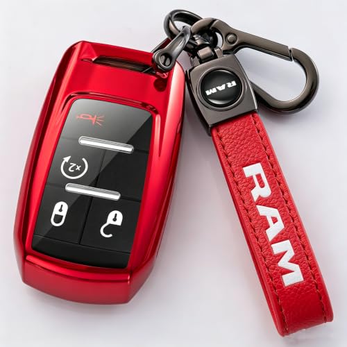 Image of Leather car Keychain 07 Set for Men and Women Family Present Keychain Key Ring Lanyard (red)