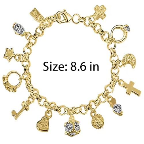 Sterling Silver Charm Bracelet Thirteen Hanging Link Bracelet Jewelry Gifts for Women2