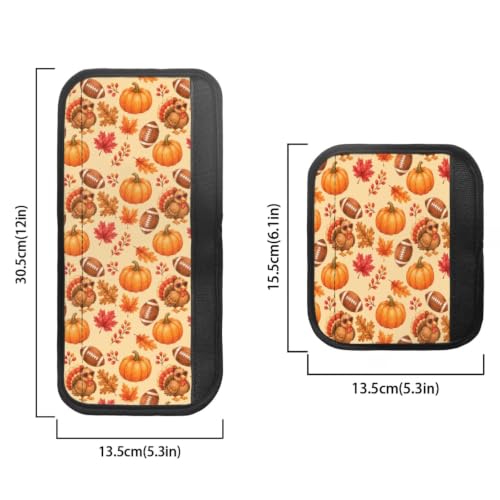 Image of Fall Pumpkin Refrigerator Door Handle Covers Football Print Anti-Skid Kitchen Appliance Handle Covers Adjustable Handmade Fall Decor Protector for Fridge, Ovens, Dishwashers