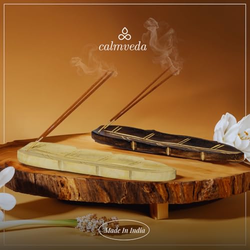Handmade Wood Incense Burner - Pack of 2 Leaf Shaped Insence Trays, 10 Inch by Calmveda - Used condition - Image 5