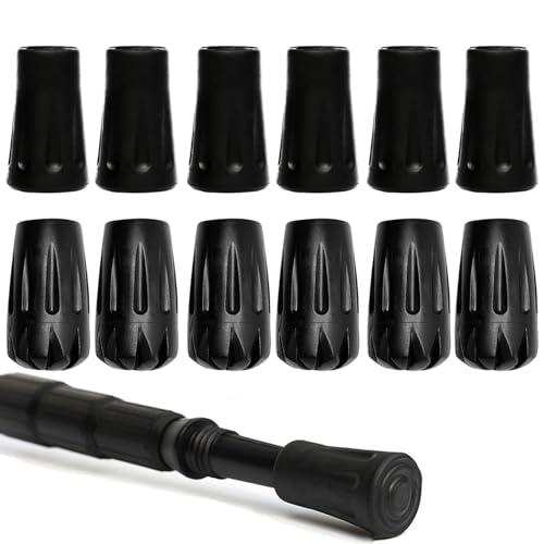 Ordeonrus 12 Pcs Heavy Duty Walking Stick Tips Walking Tip Rubber Feet Trekking Pole Accessories Universal Anti-Slip Hiking Stick Caps Fits Most Standard Walking Sticks Shock Absorbing