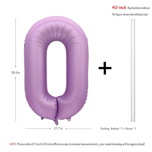 Image of 40 In Matte Lavender Purple Birthday Number 0 Helium Foil Mylar Balloon | Helium Foil Mylar, Suitable Boys' And Girls', 10st 10th Birthday Parties, Anniversary Celebration, Zero Balloon Purple paryt