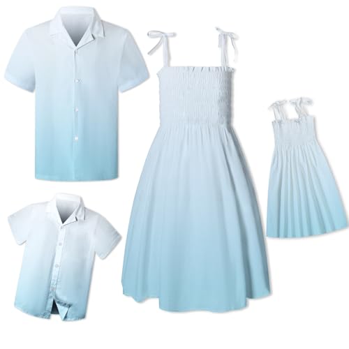 Image of SANGTREE Family Matching Hawaiian Outfits , Casual Beach Travel Clothes ，Vacation Clothing Set for Women & Men & Girls & Boys