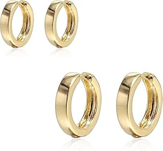 اقراط حلقية للنساء، اقراط دائرية مطلية بالذهب عيار 18 قيراط خفيفة الوزن لا تسبب الحساسية للبنات من فيروز جوليري