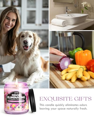 Image of AOOVOO Dreamy Garden 2 Pack Odor Eliminating Highly Fragranced Candle - Eliminates 95% of Pet, Smoke, Food and Other Smells Quickly, Non Toxic Air Freshing Soy Candle, 18 oz Up to 100 Hours Burn time