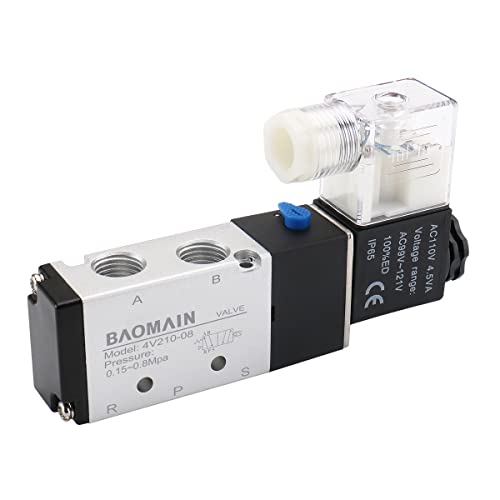 Baomain Electric Solenoid Valve 4V210-08 Ac110V 2 Position 5 Way Inlet 1/4" #TOP5
