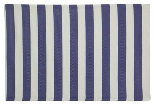 AUBRY GASPARD - Tapis Extérieur Rayures Bleu - Polypropylène Recyclé - 120 x 180 cm - Résistant UV Intempéries - Réversible Lavable Eau Savonneuse -...