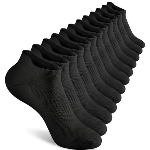 Walifrey Ankle Socks for Women 6 Pairs Low Cut Athletic Socks for Women Running Black 6-8
