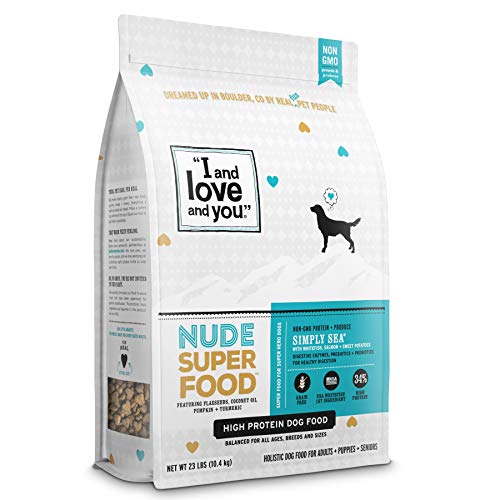 "I and love and you" Nude Superfood Dry Dog Food - Grain Free Kibble, Prebiotics & Probiotics, Whitefish + Salmon, 23-Pound "I and love and you" Nude Superfood Dry Dog Food - Grain Free Kibble, Prebiotics & Probiotics, Whitefish + Salmon, 23-Pound