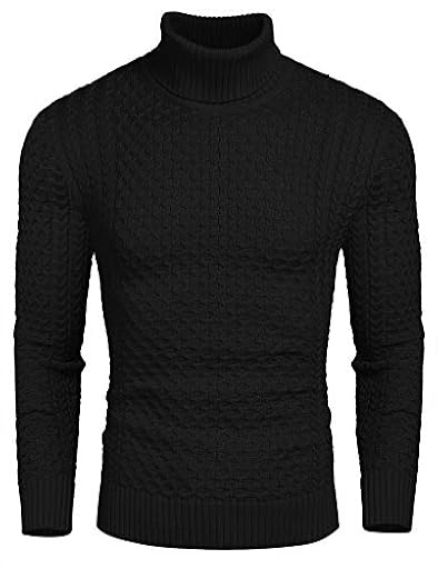 COOFANDY Jersey Hombre Cuello Alto Invierno Sueter Manga Larga Cuello Vuelto Jersey de Punto Sweater Ajustado Negro S | Ya disponible en tu tienda friki favorita! En mundofriki.es!