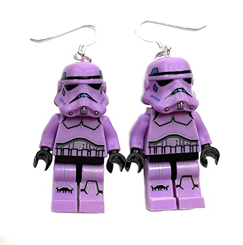 Generic Compatible With Star Wars Purple Stormtrooper Earrings Sterling Silver Hooks Storm Trooper Stocking Stuffer Handmade Jewelry May The Fourth 4Th Birthday Party Gift cover