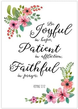 Crafty Cow Design Be Joyful Romans 12 Bible Verse Wall Art, Bible Print Christian Quotes Posters Nursery Art UNFRAMED, FBA449