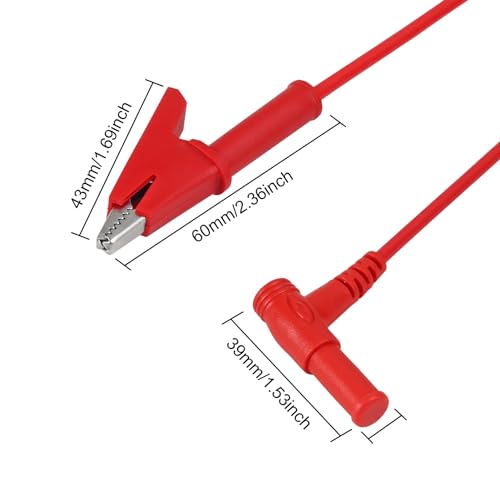 Image of DIANN 4 Sets Multimeter Test Leads Banana Plug Right Angle to Alligator Clips Soft Test Cable Wires for Electrical Testing 3.3ft / 1m 8pcs