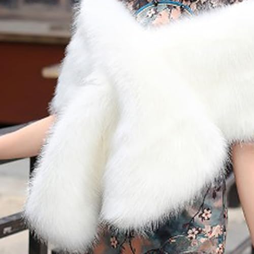 Harssidanzar Women Winter Faux Fur Scarves Shawl Wrap Collar Shrug for Cold Winter Warmer KL601US4