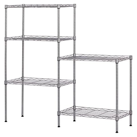 5 Tier Adjustable Wire Shelving Metal Storage Rack for Planter Laundry Bathroom Kitchen 550Lbs Capacity 21.3" D x 11.4" W x 59.1" H (Silver) Cover