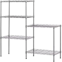 5 Tier Metal Heavy Duty Storage Rack Shelf,Adjustable Height Wire Shelving Unit,Adjustable Wire Shelf Display Rack,for Kitchen, Hallway, Office Silver
