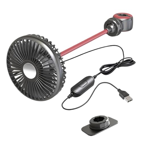 Ventilador de refrigeración para coche, 3 velocidades, potente | Ventilador para coche sin aire acondicionado, dispositivo de refrigeración con alimentación USB para asiento de camión trasero, viaje