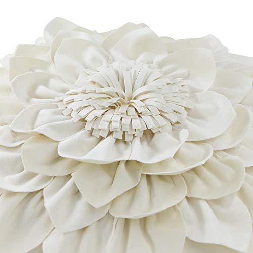 Oiseauvoler 3D Flower Decorative Throw Pillow Covers Floral Pillow Shams Soft Velvet Pillowcases Home Sofa Car Bed Room Decor 18 X 18 Inches Cream White #TOP2