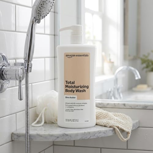 Image of Amazon Essentials Total Moisturizing Body Wash, Shea Butter Moisture Complex, 33.8 fl oz